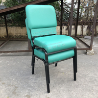 Chaises d'église empilables en vinyle vert, design moderne, faciles à nettoyer, vente en gros