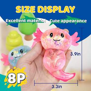 Nouveau jouet sensoriel amusant pour enfants : Axolotl mignon avec paillettes dorées, style Maltose, balle anti-stress à rebond lent, jouet à presser, jouets squishy - Product Image 4