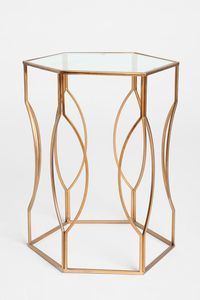 Mesa de Centro Hexagonal Moderna y Minimalista con Estante de Almacenamiento y Estructura Metálica, Superficie de Pizarra Antigua para Sala de Estar y Dormitorio - Product Image 3