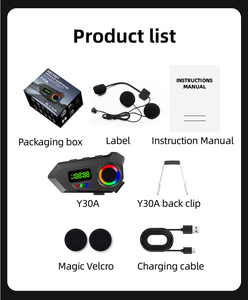 Y30A Motorcycle <strong>Headset</strong> Smart Helmet Audio Communication System with LED Display &amp; RGB Light - Product Image 5