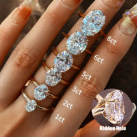 Ensemble de bagues superposées tendance, petite rangée de bagues, argent pur 925 plaqué or, bagues en moissanite 30/50 points pour femmes
