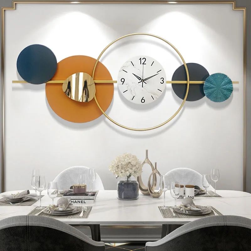 Reloj de pared de Metal silencioso de 116x50cm para sala de estar,  decoración de porche, reloj de hierro moderno, diseño colgante