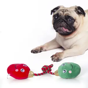 צעצוע חבלים אינטראקטיבי לכלבים עם כדור אקונאצציונלי כלביםXMAS קטיפה-OTT חמוד אורות חג המולד על חבל + התאמה אישית של צעצועי קטיפה