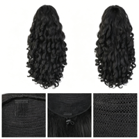 Queue de cheval de luxe pour femme, bouclée Yaki Roman, 200g, avec cordon de serrage, 26 pouces, en fibre haute température résistante à la chaleur, en stock
