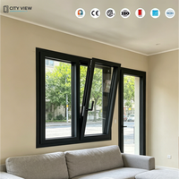 Ventanas Abatibles de Aluminio con Marco Negro, Doble Acristalamiento, Resistentes a Impactos, Estilo Americano Moderno, Aislamiento Térmico con Argón