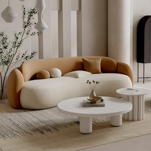 Set di Divani in Tessuto Minimalista Ispirato al Wabi-Sabi Italiano, Tecnologia Semplice in Legno e Stoffa per Angolo VIP nel Soggiorno - Product Image 4