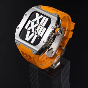 44mm /45mm trasparente cassa orologio mod kit cover per apple watch S9 S8 gomma cinturini orologio fai da te braccialetto in silicone