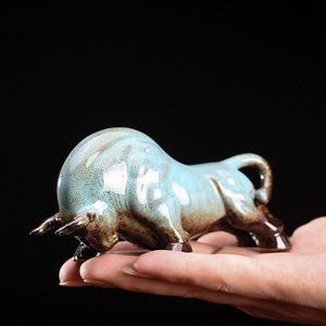 Adornos de cerámica de vaca Feng Shui para el hogar, atracción de riqueza, decoraciones de escritorio chinas, artesanías para el hogar y la Oficina, artesanías de resina - Product Image 6