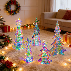 Ornements de Noël en PET prismatique irisé faits à la main, lumières écologiques, figurines de Noël de table, jouets - Product Image 2