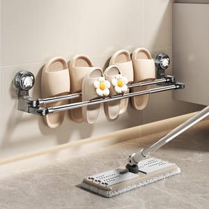 Support mural pour pantoufles à ventouse 30cm 50cm 65cm, sans perçage, rangement minimaliste pour chaussures, étagère de salle de bain - Product Image 2