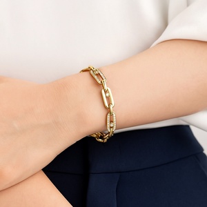 Bracelet Chaîne Coréen Tendance de Luxe en Laiton Plaqué Or 18K avec Diamants et Zircons, Style Géométrique, Vente en Gros Usine, Mode Féminine - Product Image 3