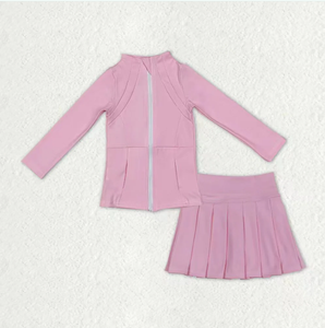 Sibling Baby Girls Long Sleeves Zipper Pockets Jackets Top Skirt Shorts Yoga Active <b>Clothes</b> Sets - Product Image 5