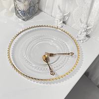 Assiettes de présentation décoratives dorées en plastique transparent de style classique européen pour banquets de mariage