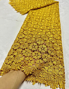 最新デザインナイジェリアの葉模様色ギプールレースレースレース生地服用 - Product Image 3