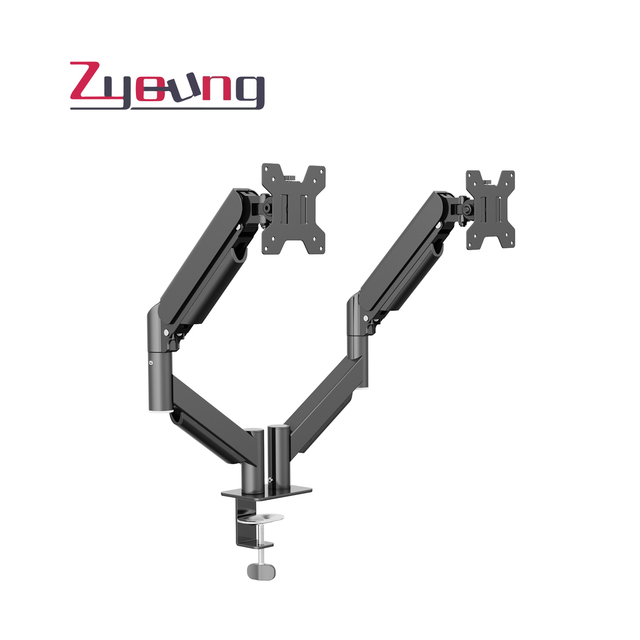 Factory Hot Selling Gas Spring Monitor Double Arm 13-32" Screen Height Adjustable Monitor Desk Mount Stand ODM Available