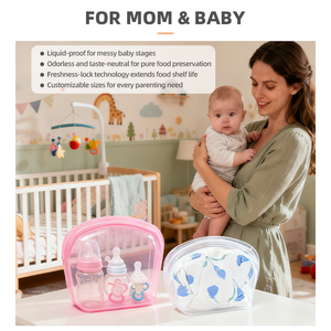 100% sacs Ziploc réutilisables de qualité supérieure étanches pour <span class=keywords><strong>le</strong></span> congélateur en silicone et la <span class=keywords><strong>pochette</strong></span> de stockage des aliments au micro-ondes - Product Image 2