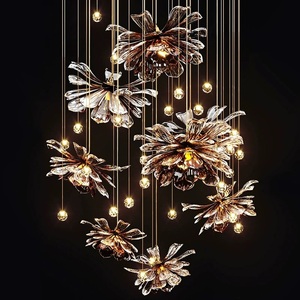 Lobby de Hotel Simple, candelabro de flores de cristal moderno, lámpara colgante, Villa, Loft, escalera, candelabro - Product Image 2