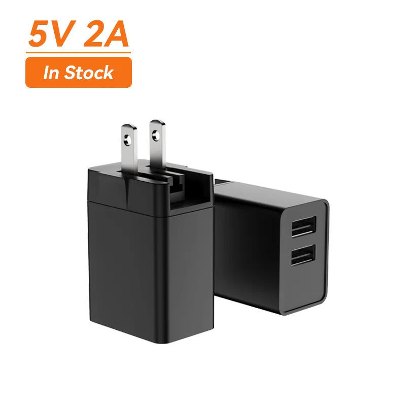 ผลิตภัณฑ์ยอดนิยมร้อน 5V dc 2A US ปลั๊กพับได้พอร์ต USB คู่เครื่องชาร์จผนังเต้ารับสัญญาณ 5V USB สําหรับอุปกรณ์การแพทย์