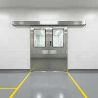 Pintu Geser Otomatis Kedap Udara Stainless Steel Dua Daun dengan Sensor untuk Ruang Operasi, Ruang Bersih, dan ICU Rumah Sakit