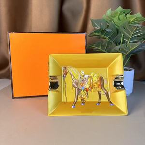 Güzel at desen altın porselen tabak çin tarzı emaye bulaşık makinesinde yıkanabilir kahve düğün taraflar için cadılar bayramı batı - Product Image 5