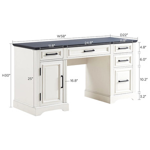 Modern Designed Milky White <strong>Desktop</strong> Office Desk Chair Set Special-Purpose Staff Desk <strong>Drawer</strong> Lock Government Administrative <strong>Unit</strong> - Product Image 5