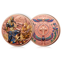 Pièce commémorative en cuivre fin de 5 oz sur le thème des dieux égyptiens, mythologie égyptienne, pièce de collection colorée de 5 oz en cuivre dans une capsule
