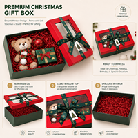 Boîte cadeau rigide personnalisée pour Noël avec couvercle et base, fenêtre transparente, emballage en carton imprimé pour les fêtes, pour bonbons, biscuits, cadeaux