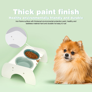 Besi Warna-warni Mangkuk Hewan Peliharaan Baja Keramik Dapat Dilepas Anti-Tip Ganda Ditinggikan Mangkuk Hewan Peliharaan untuk Anjing - Product Image 5