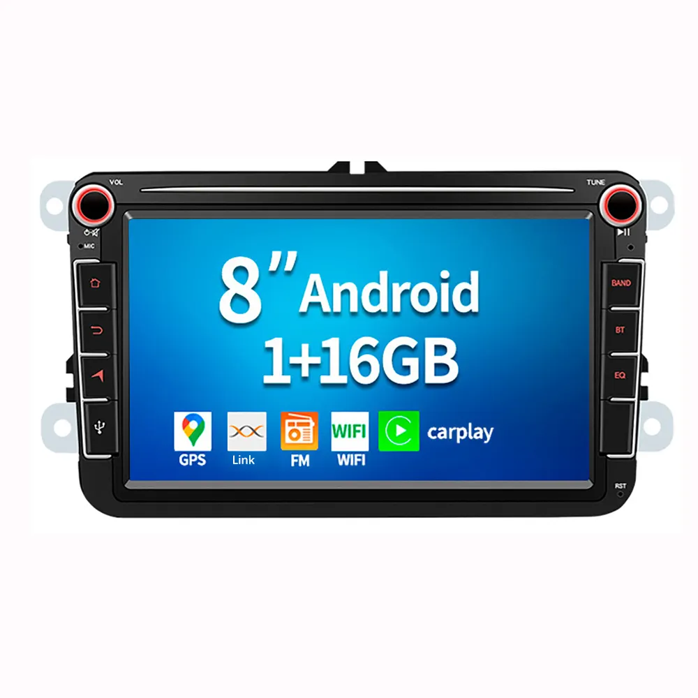 Radio Mobil 2 DIN, Pemutar DVD STEREO Android Universal Navigasi GPS Sistem Multimedia Carplay untuk Mobil VW