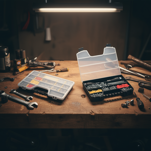 Caja de Herramientas Multiusos con 24 Compartimentos, 51x33x6 cm, Negra, Almacenamiento Organizado para Herramientas y Ferretería - Product Image 3