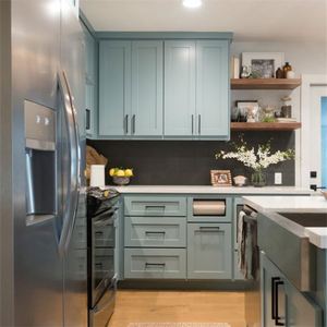 Cuisine moderne en PVC de luxe de style galley verte 2024, meubles sur mesure haut de gamme - Product Image 6