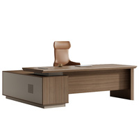 Ensemble de bureau et chaise de direction moderne et minimaliste en PVC avec armoire latérale et système de câblage dissimulé, grand bureau de direction pour usage professionnel