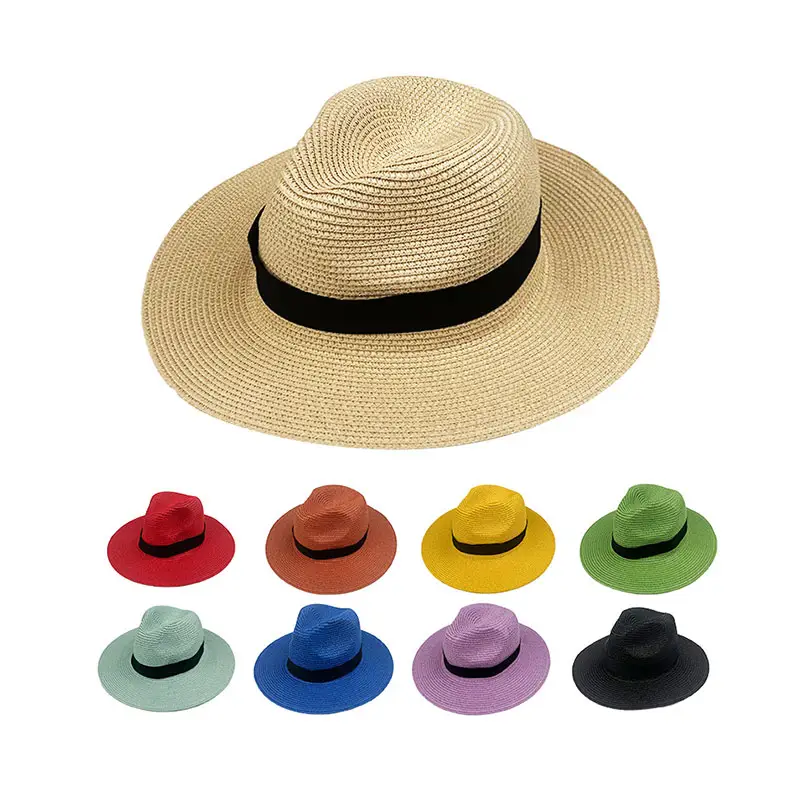 Panama Rơm Hat Ban Nhạc Đầy Màu Sắc Raibon Có Thể Gập Lại Trung Quốc Tùy Chỉnh Cỏ Tự Nhiên Cap