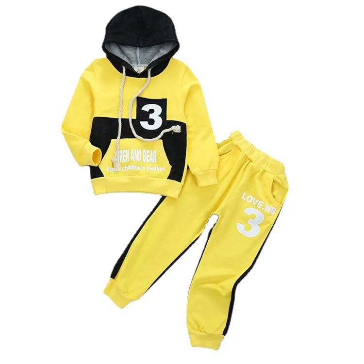 Wholesale High quality Fashion Boys Kids Long-sleeved Sweatsuit set Hoodie Children's garments print set sports