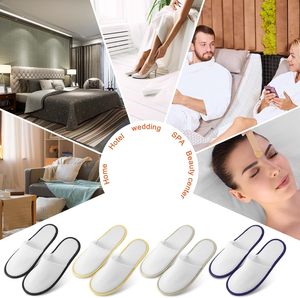 Pantuflas Desechables Personalizadas de 5 Estrellas, Económicas, de Lujo, Ecológicas, Certificadas, Suaves, Cerradas, Lavables, de Felpa de Coral Blanca, Unisex, para Uso en Hoteles - Product Image 4