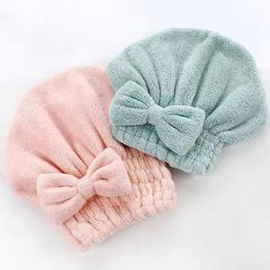 Serviette à cheveux en bambou, turban de douche en microfibre avec nœud, serviettes à cheveux absorbantes à séchage rapide pour femmes, anti-frisottis - Product Image 1