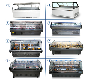 Fleischkühlvitrine zum Fabrikpreis Gebogene Glas-Fleischkühltheke Kontrollierte Fleischpräsentationsvitrine für Metzgereien - Product Image 5