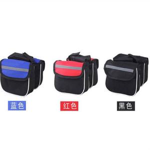 Bolsa para bicicleta 3 en 1, para sillín, cuadro delantero, tubo superior, impermeable, con forro interior, correa desmontable, opciones de color rojo, azul y negro - Product Image 1