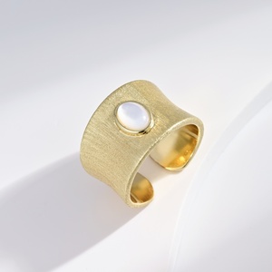 custom plata 925 sterling Silver Minimalist Gold Plated Geometric <b>Ring</b> Unisex hip hop Everyday Wear Brush craft <b>adjustable</b> <b>rings</b> - Product Image 3