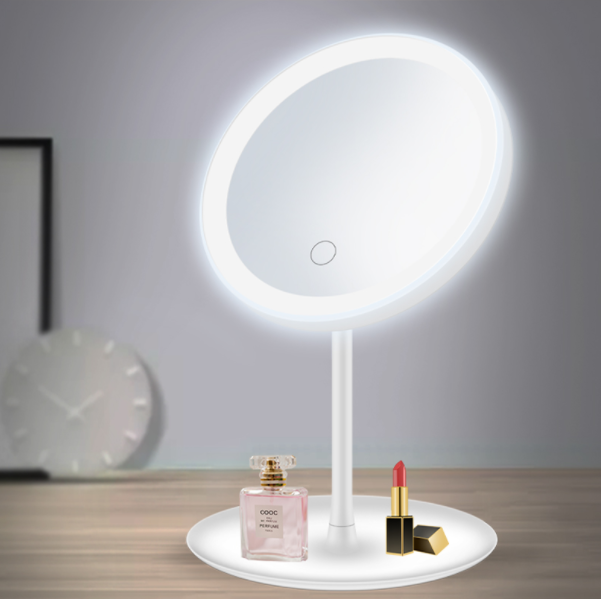 Cermin rias profesional desain baru, cermin kosmetik rias bulat vanity dengan lampu led