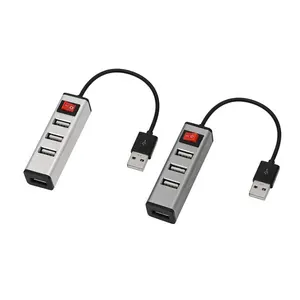 อลูมิเนียม 4 พอร์ต USB HUB 2.0 ตัวแยก USB แบบพกพากลางสําหรับแล็ปท็อปพีซี Macbook