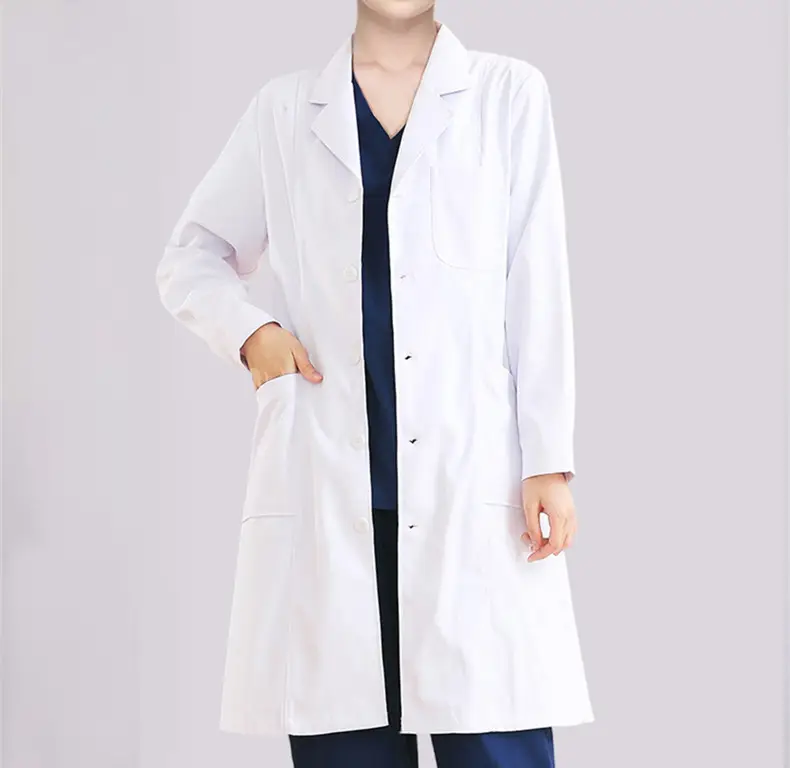 새로운 스타일 간호사 유니폼 의료 식품 공장 디자인 과학자 의사 실험실 코트 여성을 위해 맞춤형 짠 스판덱스 스크럽 세트