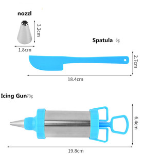 Kit de Pistola de Repostería de Acero Inoxidable con 3 Boquillas para Glaseado y una Espátula para Decorar Pasteles - Product Image 3