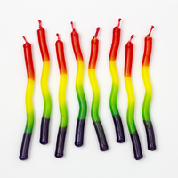 Bougies de fête en spirale multicolores, 8 pièces, à combustion propre, non toxiques, torsadées, pour Noël, prêtes à la vente au détail