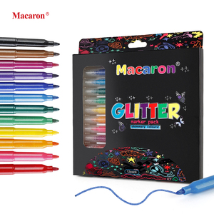 Macaron 12pcs long lanh mực đánh dấu thiết kế thời trang Bút đánh dấu hình tam giác Thùng thiết kế màu Bút Đánh Dấu - Product Image 1