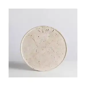 SHIHUI Großhandel Nordic Naturstein Klassische Beige Runde Travertin Dekor Marmorplatte Platte Serviert abletts für zu Hause