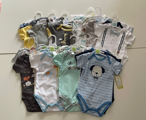 Conjunto de <span class=keywords><strong>regalo</strong></span> de verano para bebé recién nacido al por mayor, Mono de suave punto con estampado de algodón 100%, mono con cierre de botón, ropa de bebé, 3 unids/<span class=keywords><strong>set</strong></span> - Product Image 1