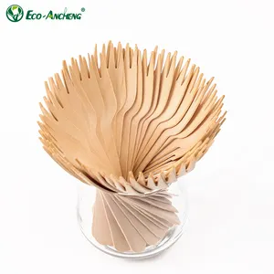 100% Natural Individual Kraft Paper Wrap Eco Friendly Wooden Cutlery Set Disposable Wooden Spoon Knife And Spoon