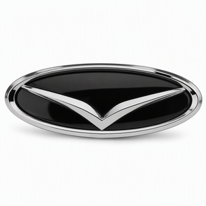 Emblème de <span class=keywords><strong>voiture</strong></span> <span class=keywords><strong>en</strong></span> plastique ABS de qualité professionnelle, noir brillant, argent chromé, ovale <span class=keywords><strong>en</strong></span> forme de <span class=keywords><strong>V</strong></span>, pour le style automobile - Product Image 1