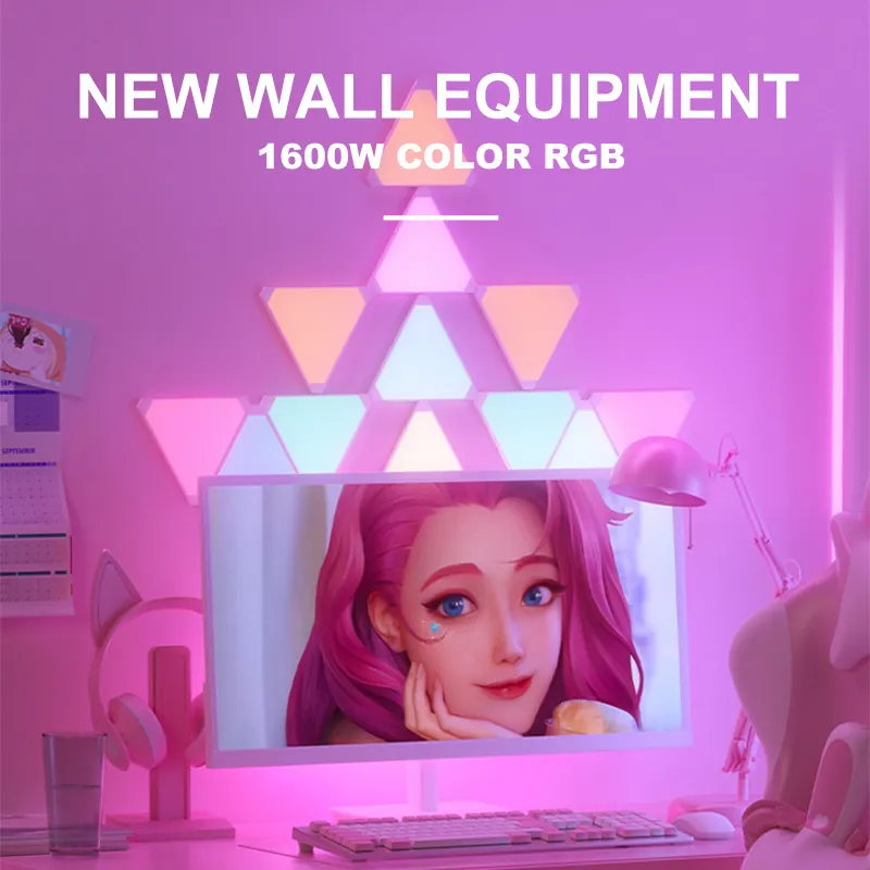 Creative Girls Game Room Home Decor Colour Night Lamp DIY Modular Triangle Geometry Led Wall Night Light